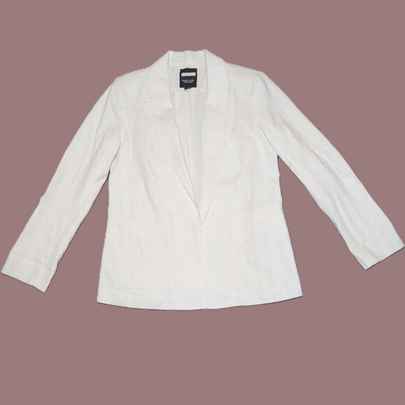 White Linen Blazer Jacket Petite Size XS - Picture 1 of 13
